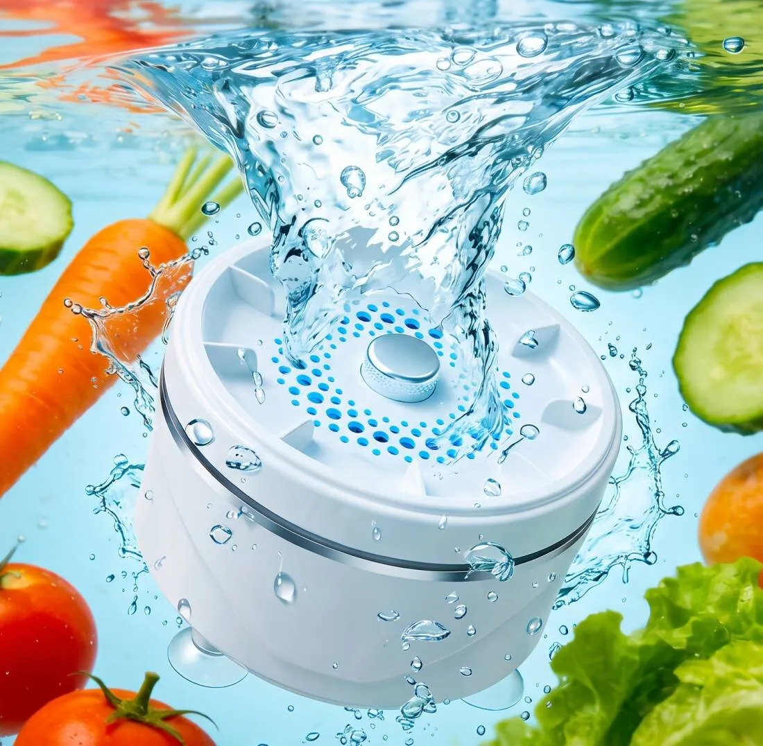 PuriEasy – Compact cordless spinning produce cleaner with one-button operation